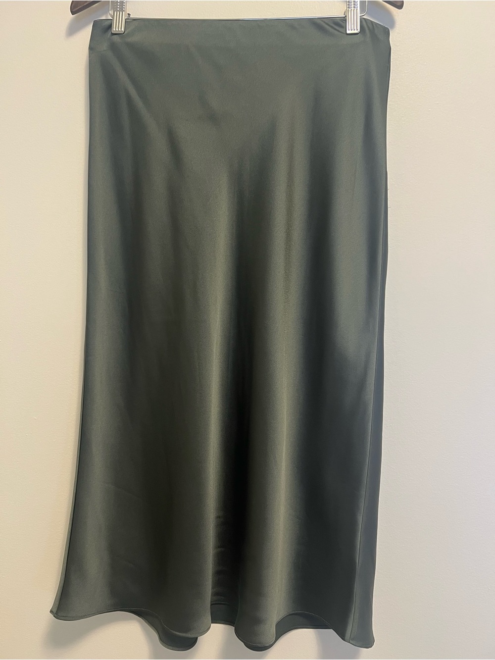 Portmans Green Satin Midi Skirt Women's Slip Skirt